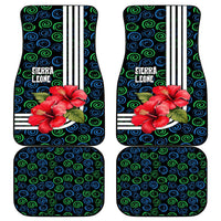 Sierra Leone Car Mats with Red Hibiscus Floral Design and Tribal Swirl Pattern