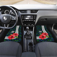 Sierra Leone Car Mats with Red Hibiscus Floral Design and Tribal Swirl Pattern