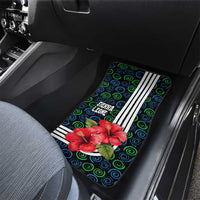 Sierra Leone Car Mats with Red Hibiscus Floral Design and Tribal Swirl Pattern