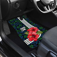 Sierra Leone Car Mats with Red Hibiscus Floral Design and Tribal Swirl Pattern