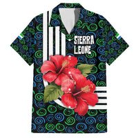 Sierra Leone Family Matching Puletasi and Hawaiian Shirt with Red Hibiscus Floral Design and Tribal Swirl Pattern