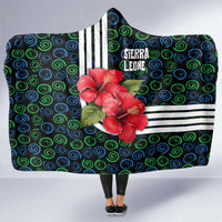 Sierra Leone Hooded Blanket with Red Hibiscus Floral Design and Tribal Swirl Pattern