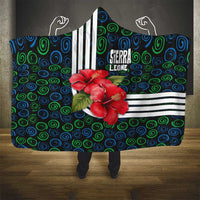 Sierra Leone Hooded Blanket with Red Hibiscus Floral Design and Tribal Swirl Pattern