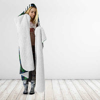 Sierra Leone Hooded Blanket with Red Hibiscus Floral Design and Tribal Swirl Pattern