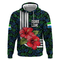 Sierra Leone Hoodie with Red Hibiscus Floral Design and Tribal Swirl Pattern