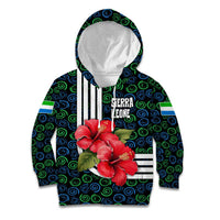 Sierra Leone Kid Hoodie with Red Hibiscus Floral Design and Tribal Swirl Pattern