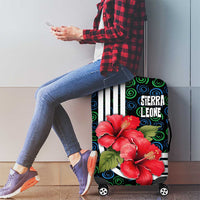 Sierra Leone Luggage Cover with Red Hibiscus Floral Design and Tribal Swirl Pattern