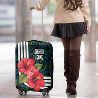 Sierra Leone Luggage Cover with Red Hibiscus Floral Design and Tribal Swirl Pattern