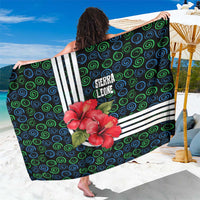 Sierra Leone Sarong with Red Hibiscus Floral Design and Tribal Swirl Pattern