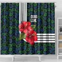 Sierra Leone Shower Curtain with Red Hibiscus Floral Design and Tribal Swirl Pattern
