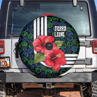 Sierra Leone Spare Tire Cover with Red Hibiscus Floral Design and Tribal Swirl Pattern