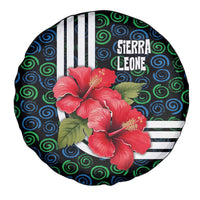 Sierra Leone Spare Tire Cover with Red Hibiscus Floral Design and Tribal Swirl Pattern
