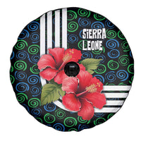 Sierra Leone Spare Tire Cover with Red Hibiscus Floral Design and Tribal Swirl Pattern