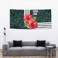 Sierra Leone Tapestry with Red Hibiscus Floral Design and Tribal Swirl Pattern