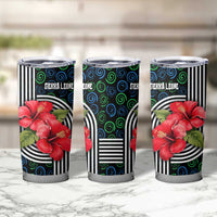 Sierra Leone Tumbler Cup with Red Hibiscus Floral Design and Tribal Swirl Pattern