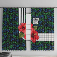 Sierra Leone Window Curtain with Red Hibiscus Floral Design and Tribal Swirl Pattern