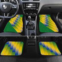 Gabon Flag Colors Car Mats with National Coat of Arms and Vertical Text Design