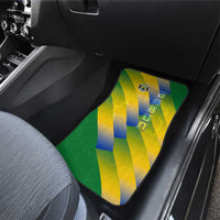 Gabon Flag Colors Car Mats with National Coat of Arms and Vertical Text Design
