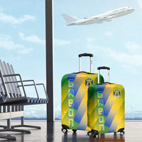 Gabon Flag Colors Luggage Cover with National Coat of Arms and Vertical Text Design