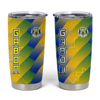 Gabon Flag Colors Tumbler Cup with National Coat of Arms and Vertical Text Design