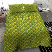 Gabon Tribal Pattern Bedding Set with National Flag Colors and Bold Text Design