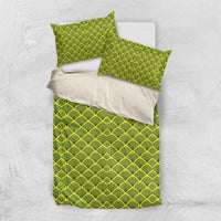 Gabon Tribal Pattern Bedding Set with National Flag Colors and Bold Text Design