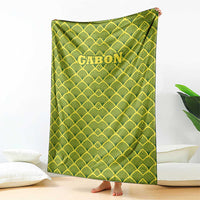 Gabon Tribal Pattern Blanket with National Flag Colors and Bold Text Design
