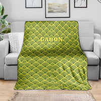 Gabon Tribal Pattern Blanket with National Flag Colors and Bold Text Design