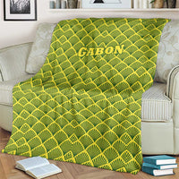 Gabon Tribal Pattern Blanket with National Flag Colors and Bold Text Design