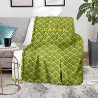 Gabon Tribal Pattern Blanket with National Flag Colors and Bold Text Design