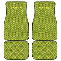 Gabon Tribal Pattern Car Mats with National Flag Colors and Bold Text Design