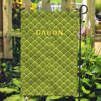 Gabon Tribal Pattern Garden Flag with National Flag Colors and Bold Text Design