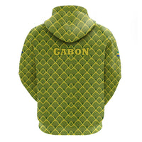 Gabon Tribal Pattern Hoodie with National Flag Colors and Bold Text Design