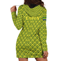 Gabon Tribal Pattern Hoodie Dress with National Flag Colors and Bold Text Design