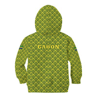 Gabon Tribal Pattern Kid Hoodie with National Flag Colors and Bold Text Design