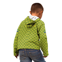 Gabon Tribal Pattern Kid Hoodie with National Flag Colors and Bold Text Design
