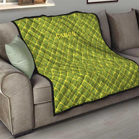 Gabon Tribal Pattern Quilt with National Flag Colors and Bold Text Design