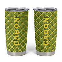 Gabon Tribal Pattern Tumbler Cup with National Flag Colors and Bold Text Design