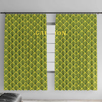 Gabon Tribal Pattern Window Curtain with National Flag Colors and Bold Text Design