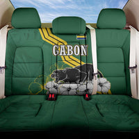 Gabon Back Car Seat Cover with Black Panther Graphic and Hibiscus Flower Design in National Colors
