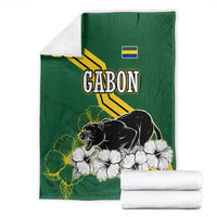 Gabon Blanket with Black Panther Graphic and Hibiscus Flower Design in National Colors