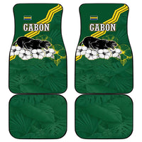 Gabon Car Mats with Black Panther Graphic and Hibiscus Flower Design in National Colors
