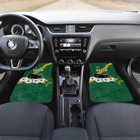Gabon Car Mats with Black Panther Graphic and Hibiscus Flower Design in National Colors