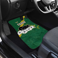 Gabon Car Mats with Black Panther Graphic and Hibiscus Flower Design in National Colors