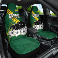 Gabon Car Seat Cover with Black Panther Graphic and Hibiscus Flower Design in National Colors