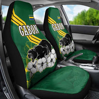 Gabon Car Seat Cover with Black Panther Graphic and Hibiscus Flower Design in National Colors