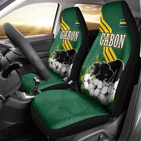 Gabon Car Seat Cover with Black Panther Graphic and Hibiscus Flower Design in National Colors