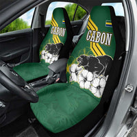 Gabon Car Seat Cover with Black Panther Graphic and Hibiscus Flower Design in National Colors