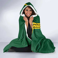 Gabon Hooded Blanket with Black Panther Graphic and Hibiscus Flower Design in National Colors