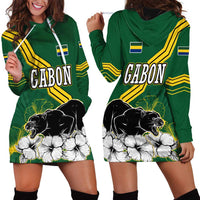 Gabon Hoodie Dress with Black Panther Graphic and Hibiscus Flower Design in National Colors